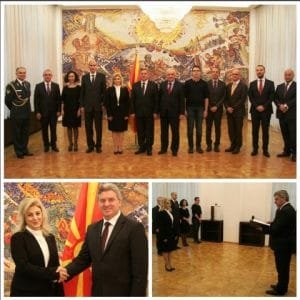 ÜSKÜP BÜYÜKELÇİSİ TÜLİN ERKAL KARA VE MAKEDONYA CUMHURBAŞKANI CORGE İVANOV GÜVEN MEKTUBU TÖRENİ
