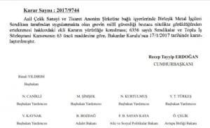 ASİL ÇELİK GREVİ BAKANLAR KURULU