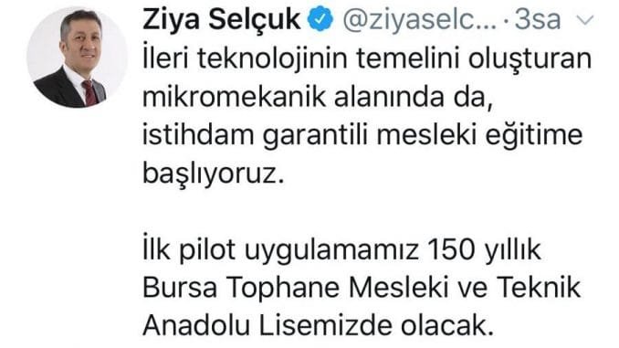 MİLLİ EĞİTİM BAKANI ZİYA SELÇUK PAYLAŞIMI MİLLİ EĞİTİM BAKANI ZİYA SELÇUK PAYLAŞIMI