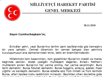 CUMHURBAŞKANI RECEP TAYYİP ERDOĞANA İSMET BÜYÜKATAMAN HIZLI TREN MEKTUBU