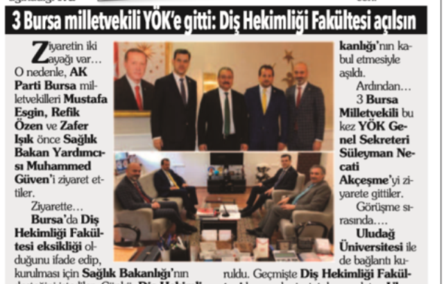 BURSA ULUDAĞ ÜNİVERSİTESİ DİŞ HEKİMLİĞİ FAKÜLTESİ İÇİN İLK RESMİ ADIM ÖĞRETİM ÜYESİ ALIMI İLE ATILDI