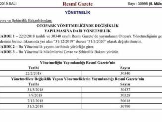 OTOPARK YÖNETMELİĞİ ERTELEME