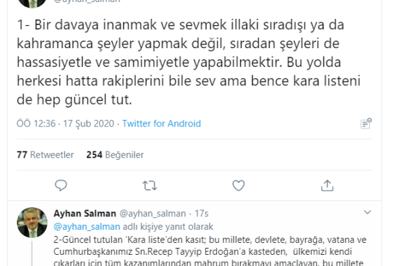 AK PARTİ İL BAŞKANI AYHAN SALMAN SOSYAL MEDYA KARA LİSTE PAYLAŞIMI AK PARTİ İL BAŞKANI AYHAN SALMAN SOSYAL MEDYA KARA LİSTE PAYLAŞIMI