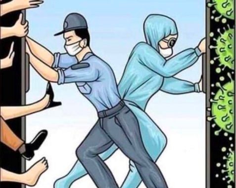 KORONAVİRÜSÜ SAĞLIKÇILAR İNSANBLARI POLİS İÇERİDE TUTMAYA ÇALIŞIYOR