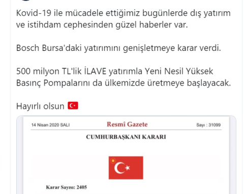 MUSTAFA VARANK PAYLAŞIMI BOSCH YATIRIMI MUSTAFA VARANK PAYLAŞIMI BOSCH YATIRIMI