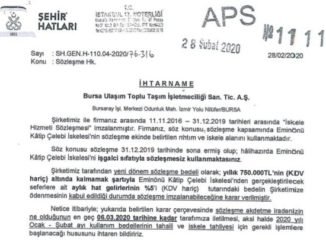 iSTANBUL BÜYÜKŞEHiR BELEDiYESi ŞEHiR HATLARI BUDO GELEN iHTARNAME