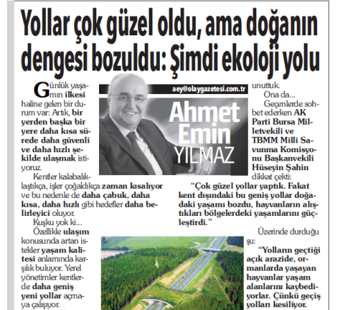 EKOLOJİ KÖPRÜSÜ MAYIS YAZI KUPÜRÜ EKOLOJİ KÖPRÜSÜ MAYIS YAZI KUPÜRÜ