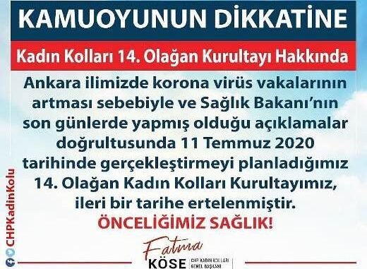 CHP KADIN KOLLARI KURULTAYI ERTELENDi CHP KADIN KOLLARI KURULTAYI ERTELENDi