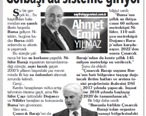 GOLBASI BURSAYA SU PROJESI ARALIK TARIHLI YAZI GOLBASI BURSAYA SU PROJESI ARALIK TARIHLI YAZI