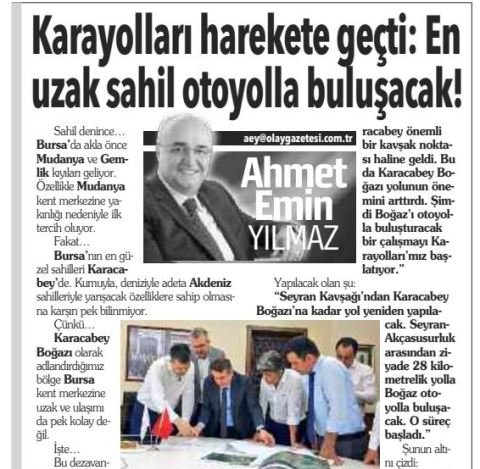 KARACABEY BOGAZI YOLU iCiN iNCELEMESi