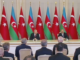 CUMHURBASKANI RECEP TAYYiP ERDOGAN VE AZERBAYCAN CUMHURBASKANI iLHAM ALiYEV BASIN TOPLANTISI BAYRAKLAR