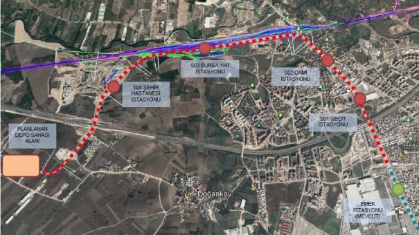 BURSARAY SEHiR HASTANESi METROSU GUZERGAHI BURSARAY SEHiR HASTANESi METROSU GUZERGAHI
