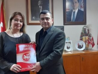 DP IL BASKANI CAGRI KAPLAN VE DP IL KADIN KOLLARI BASKANI NUR SAHIN