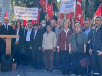 KARACABEY HURRIYET KOYU ATATURK ANITI CELENK KOYUP SESLERINI DUYURDULAR