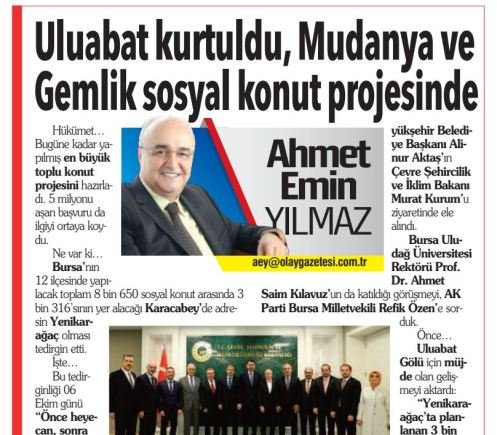 EKiM OLAY GAZETESiNDE CIKAN YAZI KUPURU