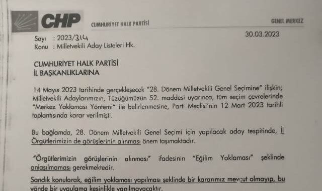 CHP PARTi ORGUTLERiNE ADAY iSMi ONERiSi GENELGESi CHP PARTi ORGUTLERiNE ADAY iSMi ONERiSi GENELGESi