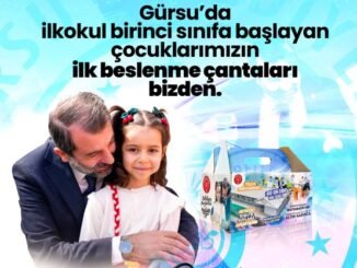 GÜRSU BELEDiYE BAŞKANI MUSTAFA IŞIK VE iLKOKUL BiRiNCi SINIF ÖĞRENCiSiNE iLK KAHVALTI