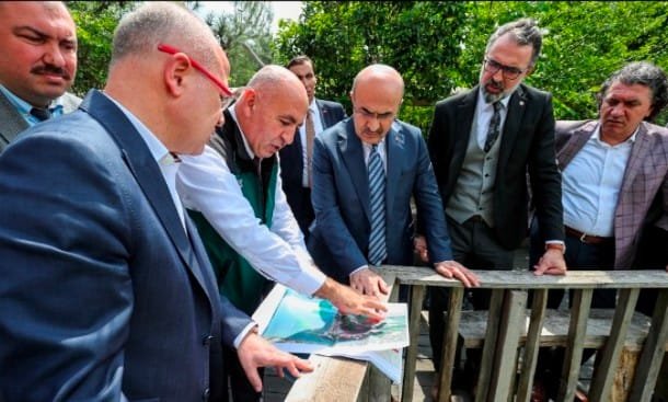 1 VALİ MAHMUT DEMİRTAŞ, AK PARTİ İL BAŞKANI DAVUT GÜRKAN, KESTEL BELEDİYE BAŞKANI FERHAT EROL GÖLBAŞI BARAJI GÖVDE YÜKSELTME ÇALIŞMALARINI İNCELEDİ