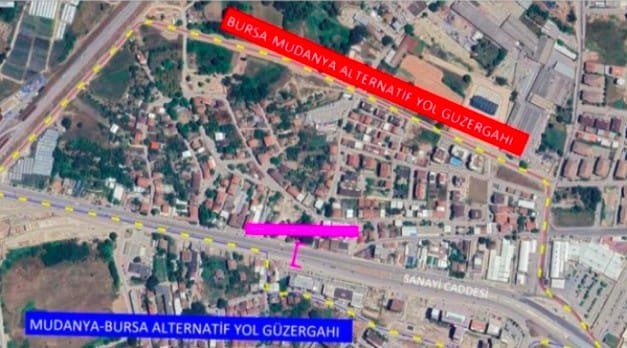 2 MUDANYA YOLU GEÇiT GEÇiŞiNDE ÜSTGEÇiT ÇALIŞMASI BU NOKTADA YAPILACAK