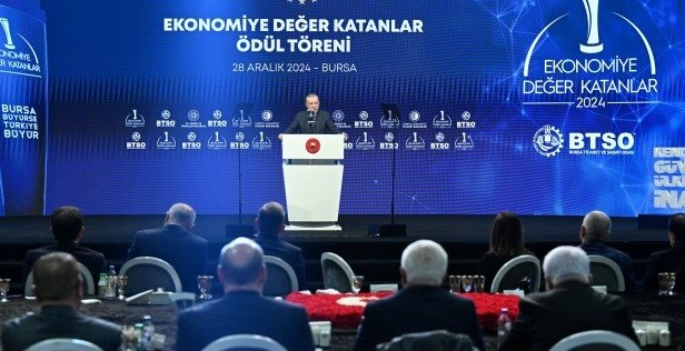 1 CUMHURBAŞKANI RECEPTAYYİP ERDOĞAN BTSO ÖDÜL GECESİNDE BURSA'YA TEKNOLOJİ HEDEFİ GÖSTERDİ