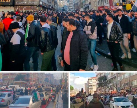 5 SURİYELİ SIĞINMACILAR DARMSTADT CADDES KUTLAMA YAPARKEN TRAMVAY HATTINA ZARAR VERDİLER